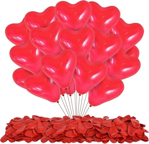 8 Luftballons * ROTE HERZEN * als Deko zur Hochzeit oder Jahrestag | für Luft und Ballongas, Ø 30cm | PREMIUM-QUALITÄT | Valentinstag Liebe Überraschung Trauung Vermählung Party Geburtstag