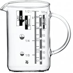WMF Gourmet - Vaso medidor 0,5L, cristal borosilicatado resistente al calor, Escala para litros, mililitros, tazas y gramos