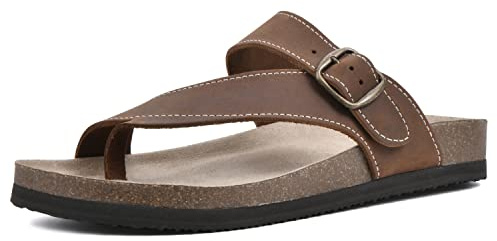 WHITE MOUNTAIN Women's Carly Footbed Sandal, Brown/Leather, 9 M