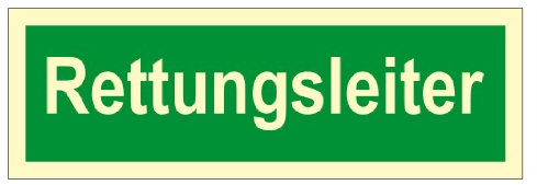 Rettungswegschild aus Aluminium, lang nachleuchtend - Rettungsleiter - 20 x 60 cm
