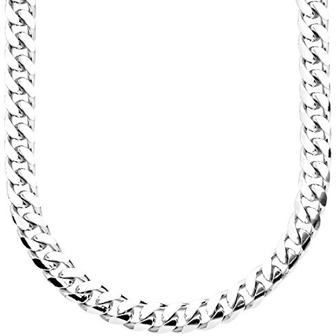 .iced-out. Sterling 925er Silber Panzerkette - MIAMI CUBAN 7mm - 50cm