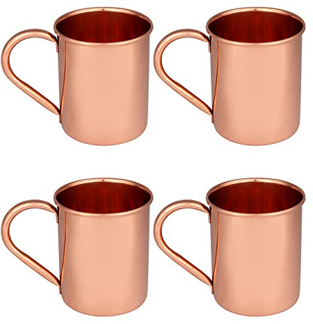 Zap Impex Moscow Mule Kupferbecher – 4er-Set – 100% handgefertigte, lebensmittelechte Becher aus reinem massivem Kupfer mit Rohrgriff – 16 oz hochwertiges Cocktail-Kupferglas