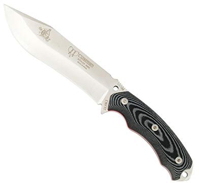 Cudeman Cuchillo 125-M JJSK2 hoja de acero Böhler N-695 de 15,5 cm empuñadura de micarta negra de 11,5 cm para caza, pesca, supervivencia y bushcraft + Portabotellas regalo