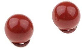 c-c Damen Ohrclip - Edelstein Jaspis ziegelrot-rot/Cabochon Schliff, Durchmesser 11,5mm / Sterling Silber