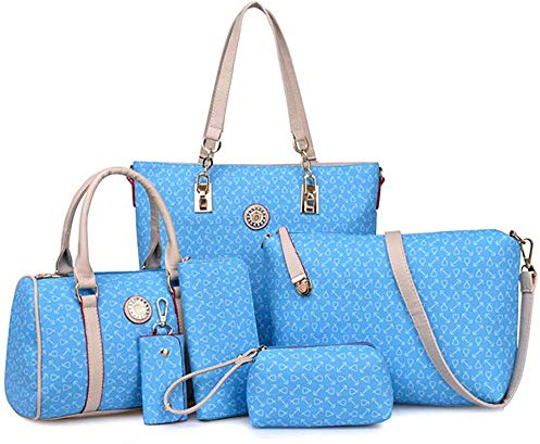 KEEPOP Frauen Handtasche Set 6 Stck PU Leder Tote Handtasche Set Mehrzweck Klassisch Schultertasche