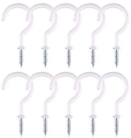 TUPARKA 10 Pcs Ceiling Hooks Heavy Duty Plant Hooks Screw Hook for Bathroom Kitchen Garden Ceiling Hanging,2 Inches,White