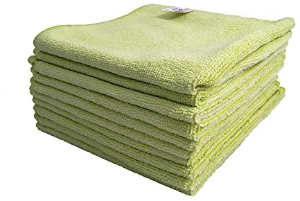 Optima Proclean Shine Microfibre Cleaning Cloth, Yellow, Pack of 10, Large Size: 40x40cm. Super Soft Low Lint Streak Free Washable Cloth Duster for Kitchen, Bathrooms, Surfaces, Mirrors, Car