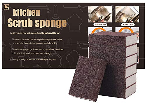 FoamWorld 6 spugne abrasive magiche al carborundum, strumento per la pulizia della cucina, basta aggiungere acqua, nessun odore, durevole, spessa, nano-spugna decalcificante ruggine, panni per la