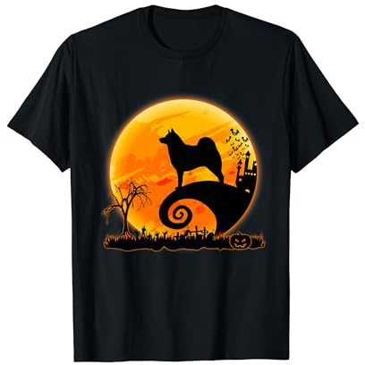 Norwegian Elkhound Dog and Moon Funny Halloween Costume T-Shirt
