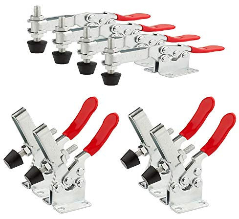 STARVAST 8 Pack 201B Toggle Clamp, 220Lbs Holding Capacity Hand Tool Toggle Clamp, Horizontal Heavy Duty Quick-Release Clamp for Jointer Jig, Smoker Lid, Door and Box Case, Adjustable Clamps Latch