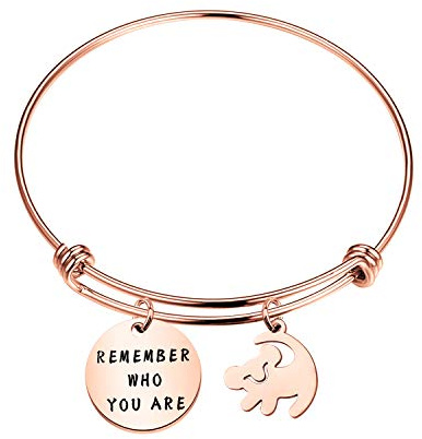 TGBJE Remember Who You Are Bracelet Inspired Bangle Lion Gift for Friend (Rose Lion bangle)