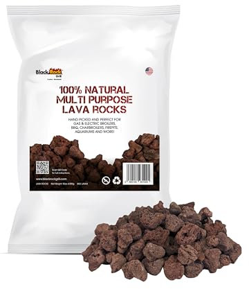 Premium 24KG Natural Volcanic Lava Rocks - 100% Pure Fire Pits & Gas Grills Stones Hand-Sorted (4-8CM)- Ideal for BBQ, Aquariums, and Plants