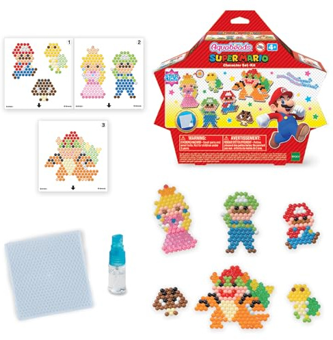 Aquabeads - Le kit Super Mario - Kit de loisirs créatifs - Activité manuelle enfants en toute autonomie - Coffret de perles qui collent avec de l'eau - Jouet enfant 4 ans et + - 31946