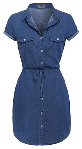 SS7 Femme Robe en Jean de Coton en Grandes Tailles