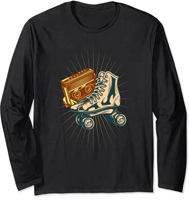 Vintage 80s Rollschuhe Kassette Radio Langarmshirt