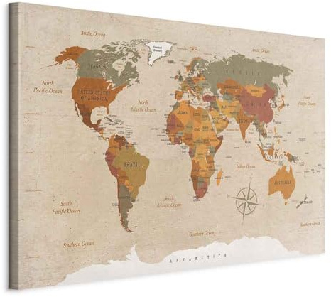 murando Acoustic Canvas Wall Art World map 120x80 cm / 47 x 32 picture with acoustic foam sound absorption print image Artwork 1 pc room acoustics soundproofing k-C-0048-b-d