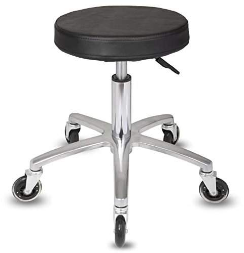 Staboos Rollhocker bis 160 kg - Gel-Polster Sitz rund - Praxishocker (Premium Rollen) Drehhocker höhenverstellbar (50 cm bis 65 cm) Rundhocker