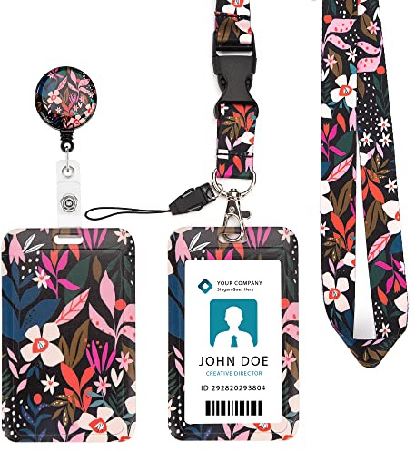 Ausweishülle mit Umhängeband, Ausweishalter Schlüsselband ID Kartenhalter Card Badge Holder mit Lanyard für Karten, Work ID, Studentenausweis, Büro, Schule