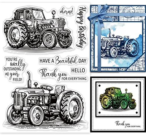 GLOBLELAND Transparente Stempel im Vintage-Traktor-Design für DIY Scrapbooking Retro-Traktor Silikon klare Stempel Siegel für Karten Fotoalbum Tagebuch Heimdekoration