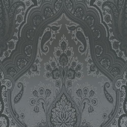 Profhome Papier peint Baroque 387085-GU papier peint intissé (TNT) noir or gris-foncé 0,53 m x 10,05 m / 5,33 m2
