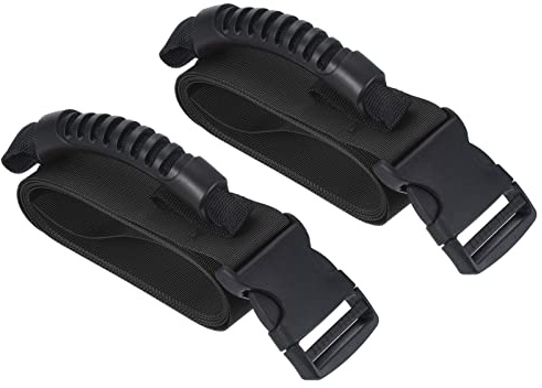 PATIKIL Tragegurt mit Griff, 2 Stück, verstellbarer Nylon-Gürtel für Umzug, Hebeboxen, Lebensmittelgepäck, Schwarz