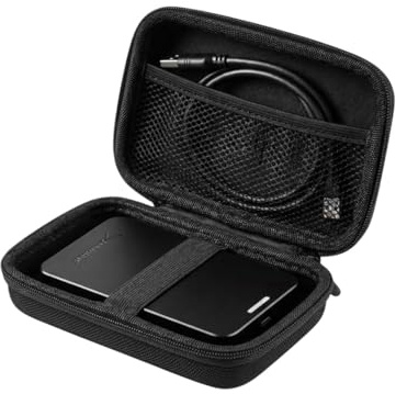 Provance Premium hårt fodral för extern hårddisk SSD HDD, robust skyddande väska stötsäker Eva arrangör med nätfack och gummiband, perfekt transportväska för hårddiskar
