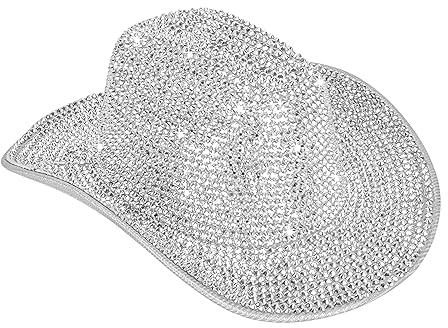 INOGIH Western-Cowgirl-Hut für Damen, Fransen, Quasten-Dekor, Cowboy-Fedora-Hut für Party, Musikfestival, Größe M, silber, Medium