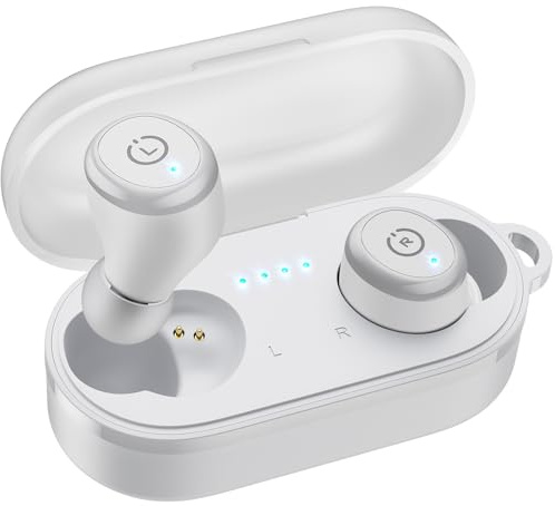 TOZO T10 Trådlösa öronsnäckor Bluetooth 5.3 hörlurar, 55H speltid med trådlöst laddningsfodral, app anpassa EQ, ergonomisk design IPX8 vattentätt headset kraftfullt ljud för träning, samtal
