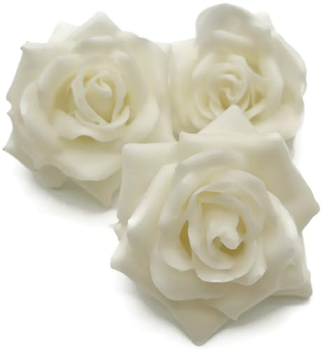 Fangblatt - Wachsrose - wundervolle künstliche Creme weiße Rose aus Wachs - für Gestecke, Tischdekoration, Grabschmuck - Durchmesser ca. 10 cm (3)