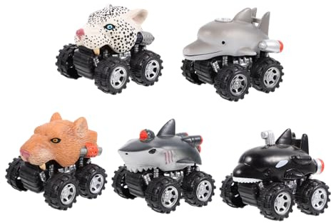 Toyvian 5pcs Voitures Jouets à Friction en Caoutchouc et Abs Forme Animal pour Garçon et Filles, Modèle Moulé d'une Seule Pièce, Jouet Éducatif pour Motricité Fine Plusieurs Styles