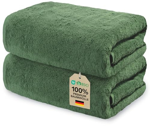 Ôhm Saunatuch Baumwolle 90x180 cm Tannengrün 2er-Set | Großformatiges Tuch für die ganze Familie – ideal für Sauna, Schwimmbad oder den Strandtag.