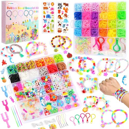 LUZOON 3000+ Elastisches Armband für Kinder, 37 Farben, elastisch, Armband-Set, Gummiband, Perlen, geeignet zur Herstellung von manuellen Aktivitäten für Kinder