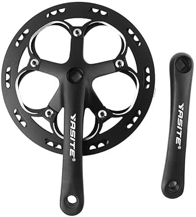 WANGBINGXING Kurbelgarnitur 52T Faltradkurbel-Set einzelne Geschwindigkeit BCD 130. Fahrradkurbel 170mm Zahnplatte CNC Schutzbike-Kurbel-Set-Kettenrad schützen Fahrrad Kurbelgarnitur