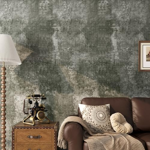 ReWallpaper Papel Pintado Cemento Industrial Gris Oscuro 40CM×7M Vinilos para Puertas Armarios Grueso Papel Adhesivo Hormigón para Muebles Vintage Pared Dormitorio Juvenil Baño