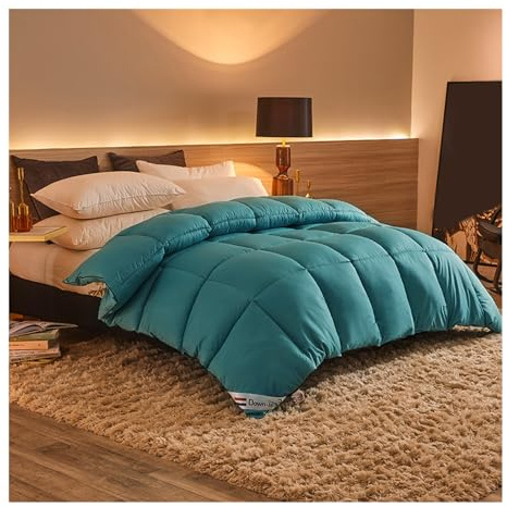 HonunGron Daunendecke Winter Extra Warm Winterdecke aus Federn and Daunen Dicke Bettdecke Daunen Schwer Winterdecke Flauschig Federbetten Flauschige Steppdecke (Blau,180x220cm (3kg))