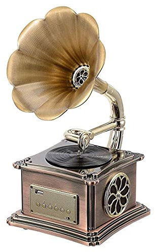asdchZen Tocadiscos Retro, Caja De Música, Decoración del Hogar, Mini Gramófono Vintage Retro Clásico, Fonógrafo, Forma De Altavoz Estéreo, Sonido SY