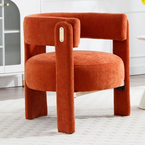 chairus Fauteuil Salon Confortable, Coussin Rembourré Rond, Orange
