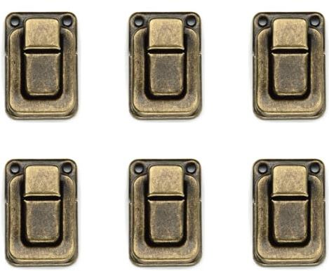 6pcs Toggle Catch Lock,Antique Vintage Lock,Retro Decorative Bronze Hasp with Screws for Jewellery Boxes;Trinket Boxes;Gift Boxes Sliver 25 * 38mm