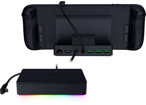 Razer Handheld Dock Chroma | For Mobile Gaming & Tablets, Compatible with iPhone 16, Steam Deck, ROG Ally, Switch & More, USB-C, USB-A (3), HDMI, GbE