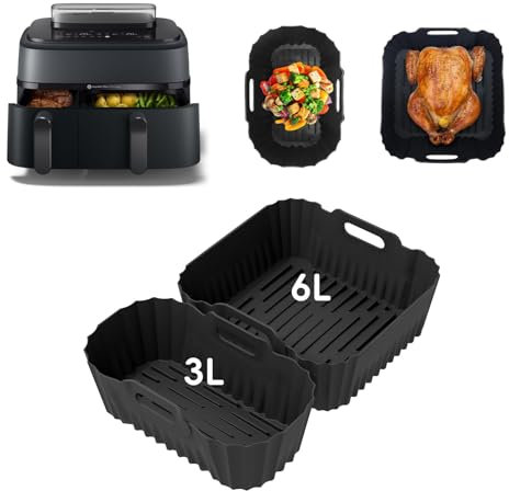 Pack of 2 Silicone Moulds Hot Air Fryer Accessories for Philips Airfryer Dual Basket 3000 5000 Series 9L, 6L/3L, NA550/00 Steam Air Fryer Silicone Insert, Baking Mould Accessories for 3000 Series
