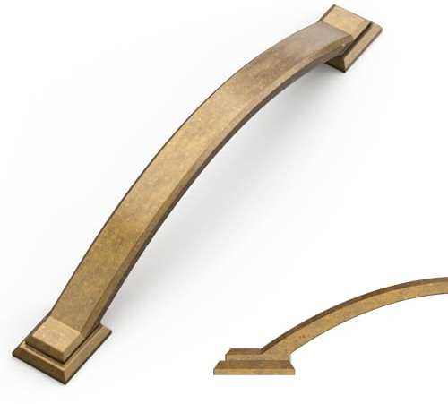 Amerdeco 10 Stück Möbelgriffe Antik Messing 128mm Lochabstand, Zinklegierung Schubladengriffe & Schrankgriffe für Küchenschränke & Kleiderschränke UK0081