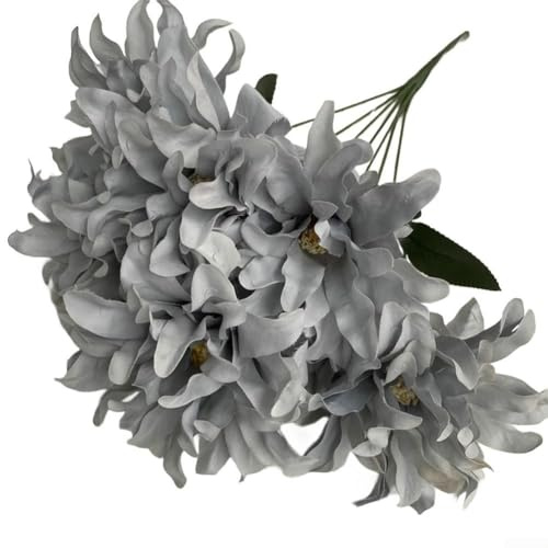 Floweringbeter Impresionante arreglo floral para bodas y eventos, ramo de dalia artificial en morado y azul (azul claro)