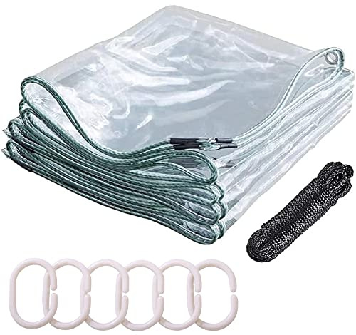 Telone trasparente in PVC da 0,35 mm, copertura impermeabile con occhielli, resistente alle intemperie, versatile, protezione vegetale per gazebo e patio, frangivento (220 x 450 cm)