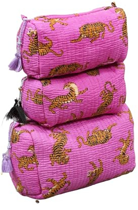 INDACORIFY 3er Set Gesteppte Kulturtasche, Kosmetiktasche für Damen, Reisetasche, Gesteppte Waschtasche, Kleine Kulturtasche Set Taschen