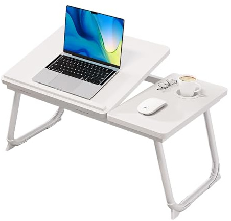 Dokkome laptopbord säng hopfällbar laptop sängbord anteckningsbord bäddbord matbord sängbricka tidig duk i sängen fällbord sängbricka laptop (vit)