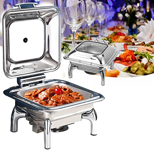 Scaldavivande in acciaio inox, scaldavivande per buffet, vassoio riscaldante per feste, controllo della temperatura regolabile elettrico, design compatto da tavolo, 6L/9L (dimensioni: 6L)