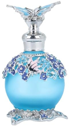 FashionCha Botella de perfume de vidrio decorativa, botella de aceite esencial, contenedor vacío multiusos portátil para mujeres, Azul