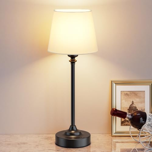 PreeOtti Touch Lamp Rechargeable Table Lamp, Cordless Lamp, Battery Operated Lamp with Stepless Dimming, Wireless Table Lamp for Bedroom Bedside, Dining Table, Living Room, Counter - Black