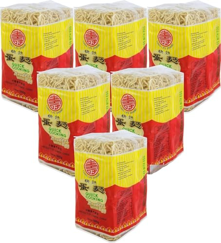 Quick Cooking Eiernudeln 6 x 500 g | Schnellkochende Nudeln aus Weizenmehl mit Ei | Vielseitig für Braten, Suppe & Wokgerichte met Kajal Sticker | Perfekt für Wokgerichte, Suppen