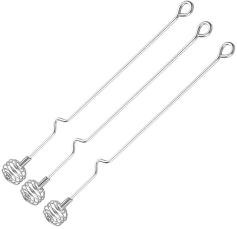 LIFKOME 3 Piezas Cucharas Miel Acero Inoxidable Palos para Remover Bebida Mango Ergonómico Seguro para Cócteles